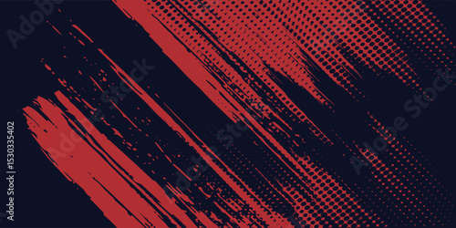 Red halftone dots blue color pattern gradient grunge texture background. Dot pop art comic sport style  modern arts