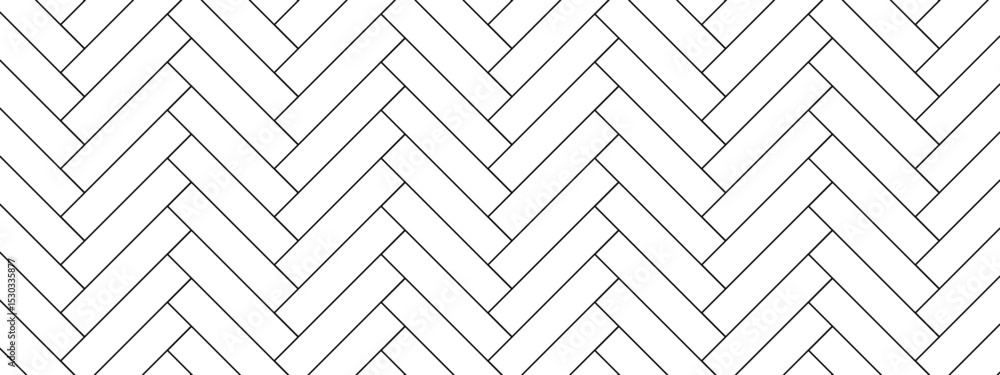 Herringbone floor pattern with sharp tile lines. Repeated texture layout in seamless alignment. Simple design ideal for interior projects. Vector illustration.