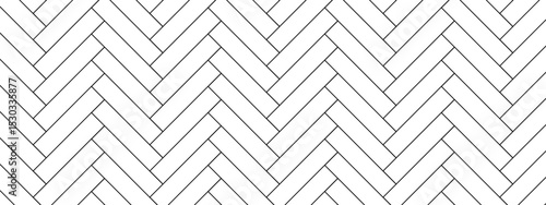 Herringbone floor pattern with sharp tile lines. Repeated texture layout in seamless alignment. Simple design ideal for interior projects. Vector illustration.