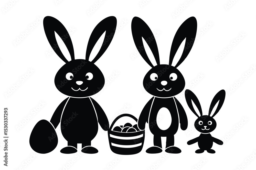 Fototapeta premium Cute bunny family celebrating Easter vector art illustration