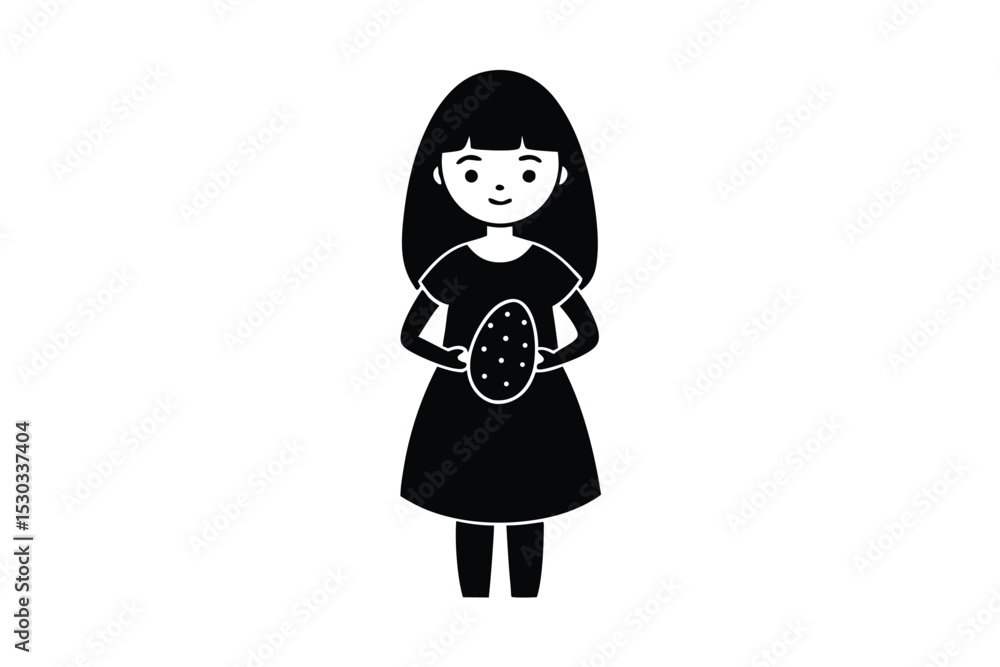 Cute chick holding Easter egg vector art illustration Cute chick holding Easter egg vector art illustration
