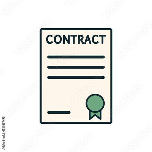 Simple Vector Contract Agreement Paper with Horizontal Lines and Official Seal