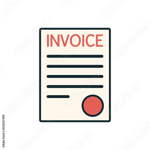Modern Illustration of Billing Invoice Paper with Signature Circle and Horizontal Lines