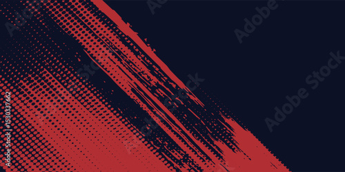 Red halftone dots blue color pattern gradient grunge texture background. Dot pop art comic sport style  modern arts