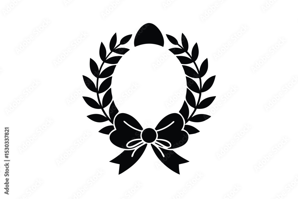 Obraz premium Floral Easter wreath with ribbon bow vector art illustration