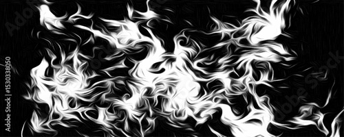 Abstract white smoke swirl texture on black background, high contrast vector design with flowing dynamic artistic backdrop for digital art. Smoky design background.