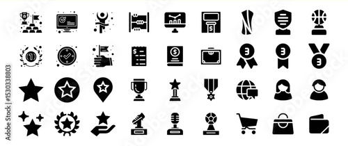 A comprehensive collection of achievement and award icons, representing various aspects of success, competition, and recognition.
