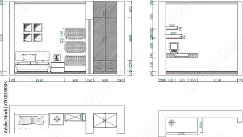 vector illustration of architectural design of interior furniture of modern residential room