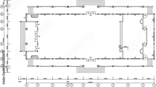 vector illustration of architectural design of interior plan of holy catholic church with classic vintage style