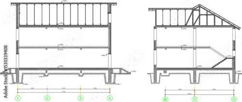 vector illustration design architecture construction section house residence old classic vintage ethnic traditional