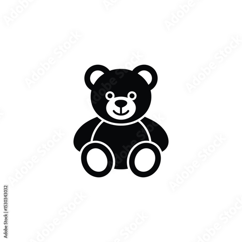 Black Teddy Bear Silhouette Cute Stuffed Animal Toy Illustration for Design Projects