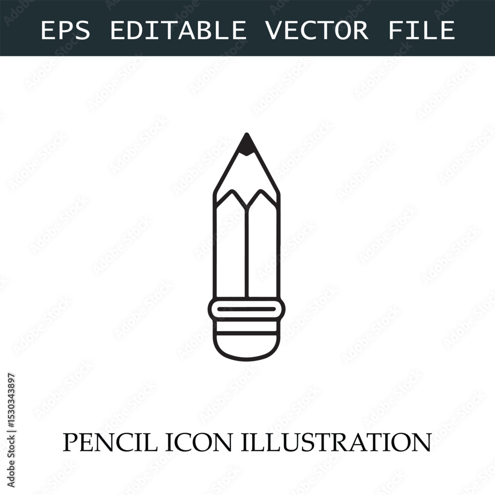 Fototapeta premium Pencil Icon Black and White Vector Design Image Illustration 