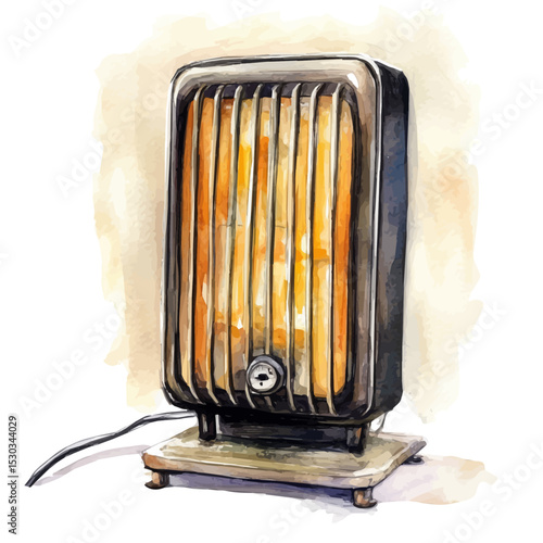 watercolor of Electric Heater, vector, isolated on a white background.
