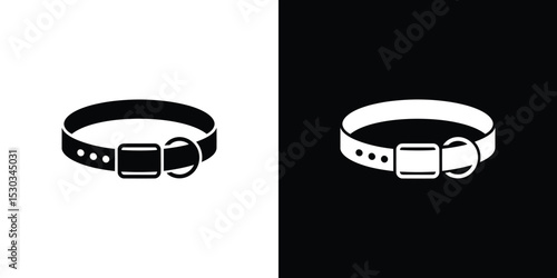 Inverted Dog Collar Icons, Black and White Visuals, Pet Accessory Isolated
