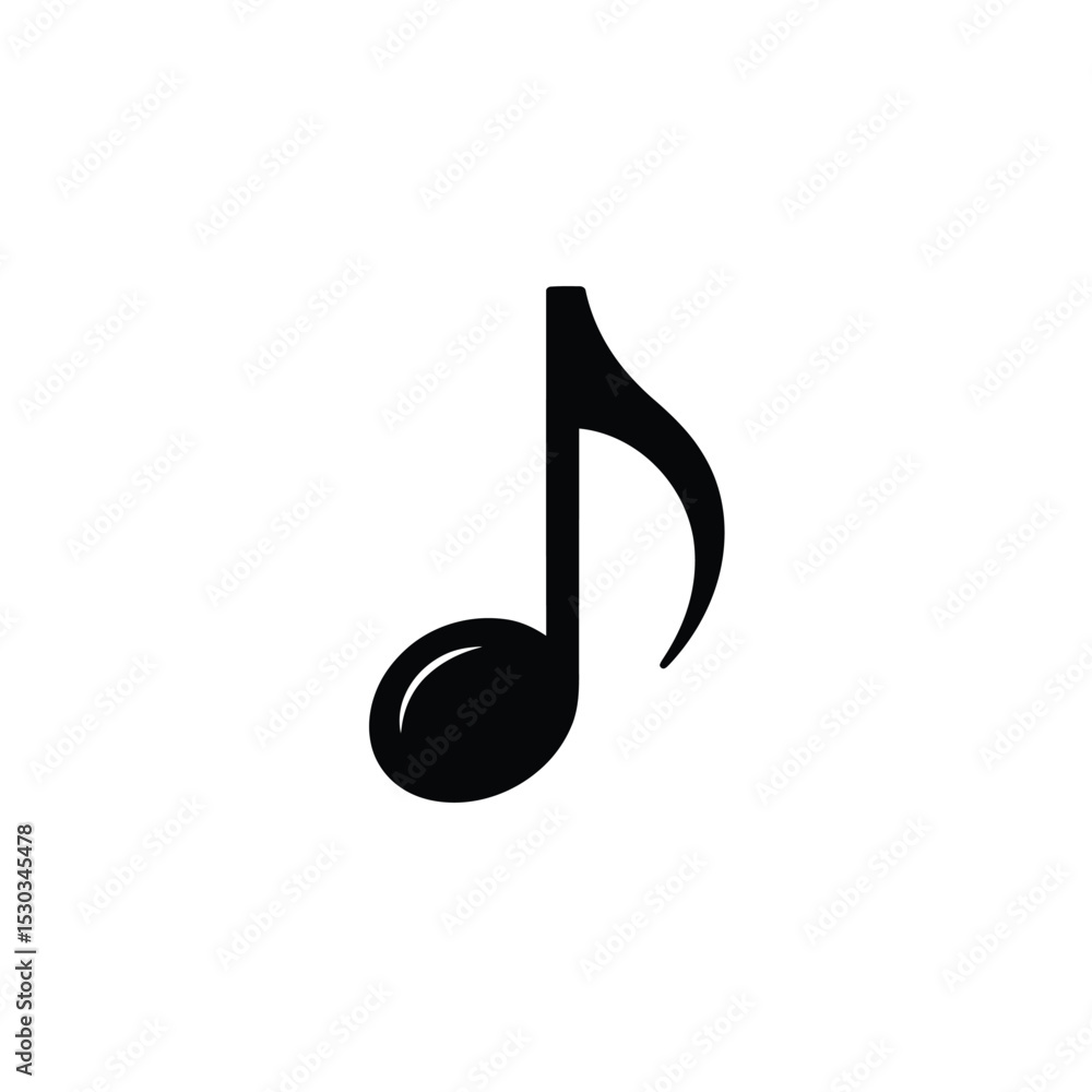 Isolated Black Eighth Music Note on White Background for Design and Composition Isolated Black Eighth Music Note on White Background for Design and Composition