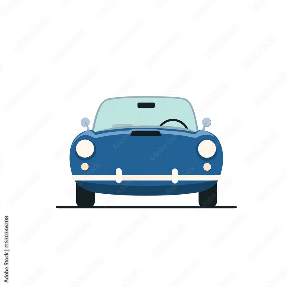 Obraz premium Classic Blue Convertible Car Icon Design, a Vector Art Illustration with a Flat Style, Simple and Elegant.