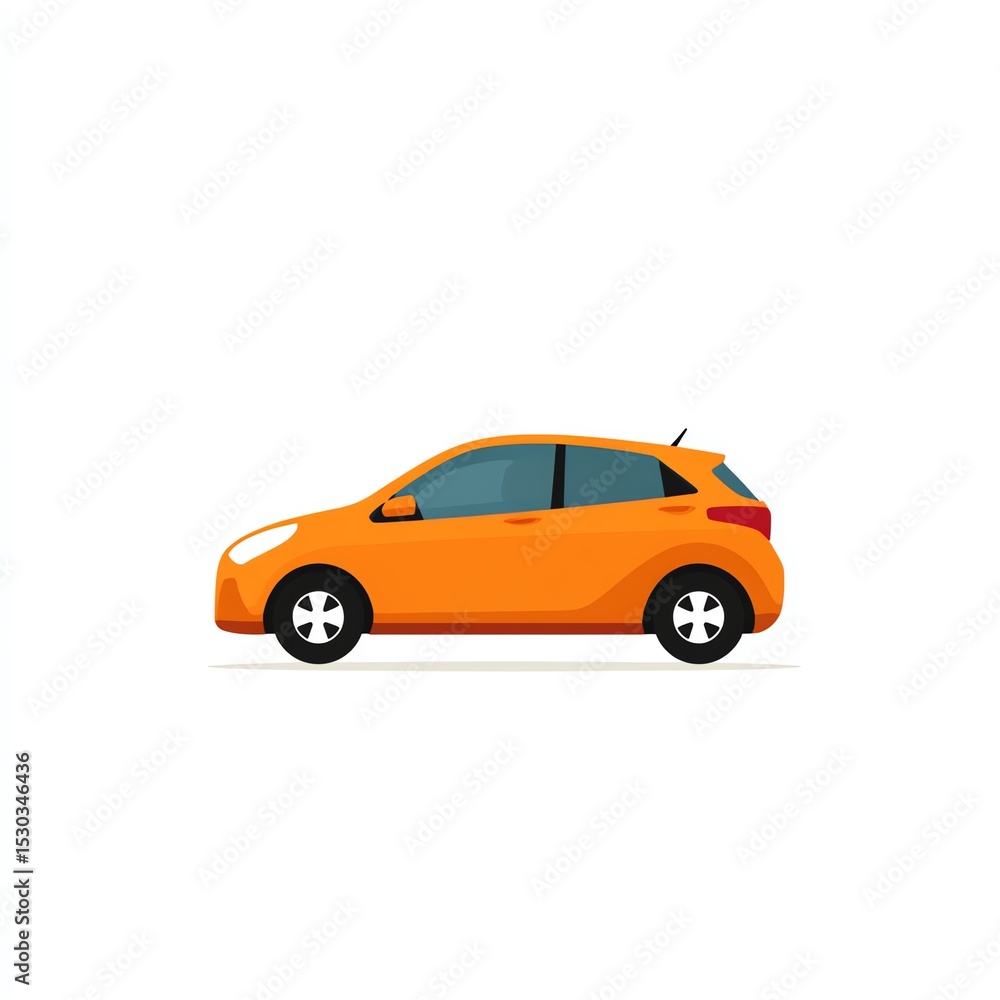 Fototapeta premium Sleek Orange Hatchback Car Icon Design, Simple and Modern Vector Art Illustration