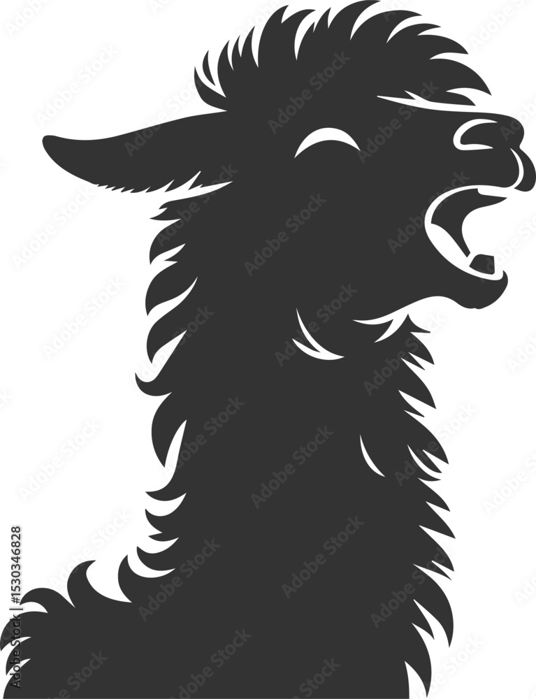 Fototapeta premium Alpaca head vector animal silhouette drawing artwork