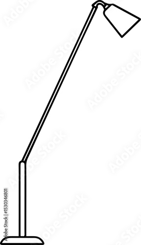 LED floor lamp outline vector illustration, line art