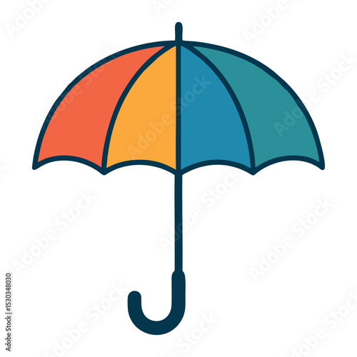Clean and modern vector logo design featuring a colorful umbrella icon with curved handle. The logo represents protection, shelter, insurance, and travel services. Perfect for branding, company identi