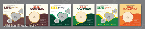 Charity Square social media post template Or donation fundraising campaign Facebook, Instagram Banners design, Charity Ads Promotional Poster Design