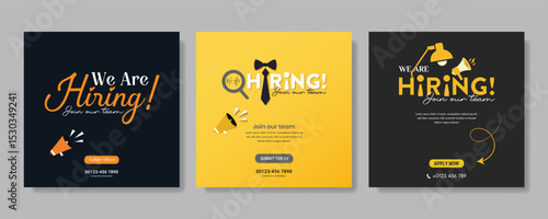 Creative we are hiring job vacancy social media post or Social Media Banner design template, We are hiring job vacancy square web banner layout
