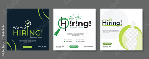Creative we are hiring job vacancy social media post or Social Media Banner design template, We are hiring job vacancy square web banner layout