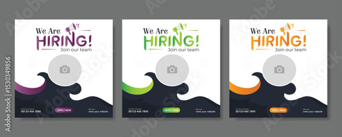 Modern and creative hiring square banner template design for social media post