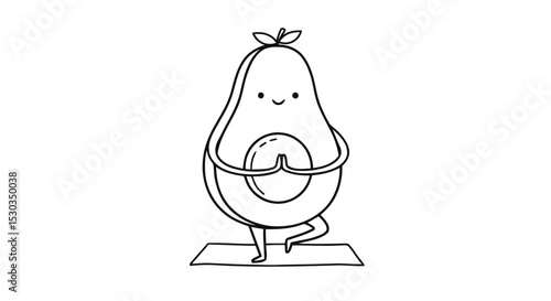 Avocado doing yoga cartoon