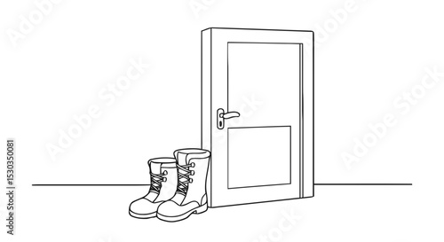 Boots by Door Outline