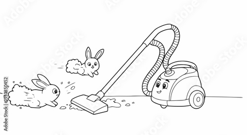 Cleaning bunnies vacuum cleaner coloring page
