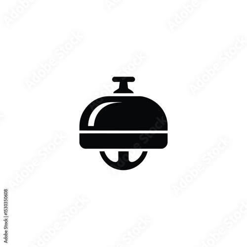 Solid Black Illustration of a Service Bell Featuring a Handle on Top