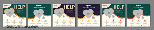 Charity Square social media post template Or donation fundraising campaign Facebook, Instagram Banners design, Charity Ads Promotional Poster Design