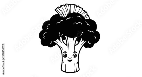Happy broccoli cartoon character