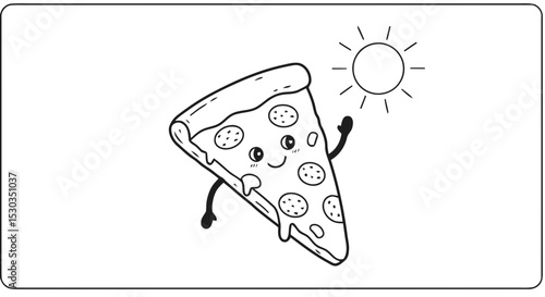 Happy pizza slice coloring page