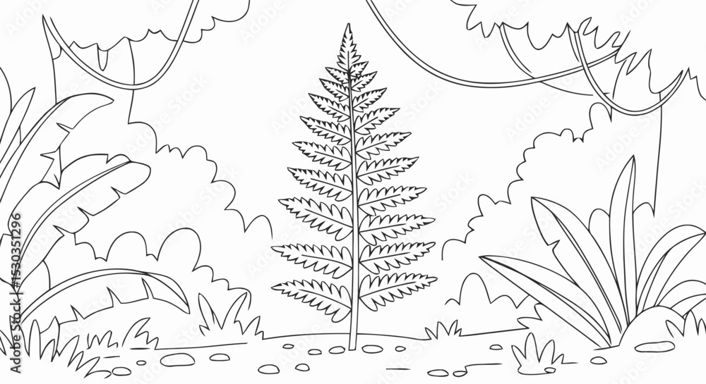 Fototapeta premium Jungle fern coloring page