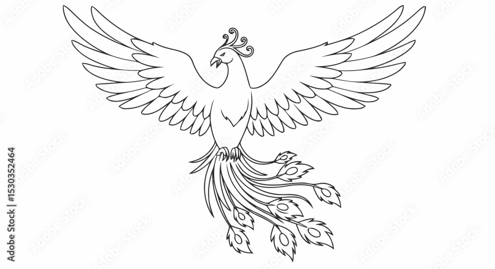 Obraz premium Outline phoenix bird mythical creature