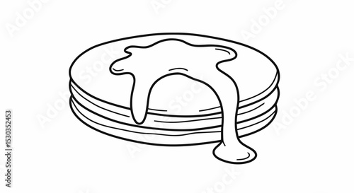 Outline pancakes with syrup