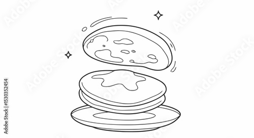 Outline pancakes food drawing