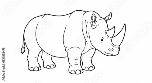 Outline rhino coloring page animal
