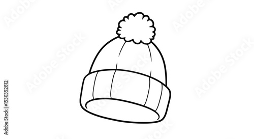 Outline winter hat with pompom