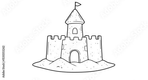 Sandcastle outline coloring page