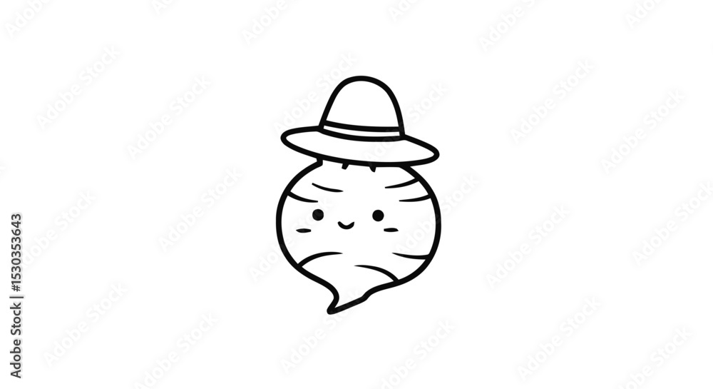 Fototapeta premium Sweet potato cartoon character wearing a hat