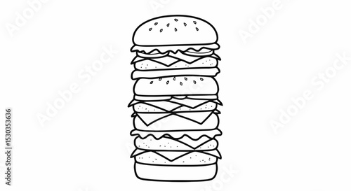 Tall Stacked Burger Outline