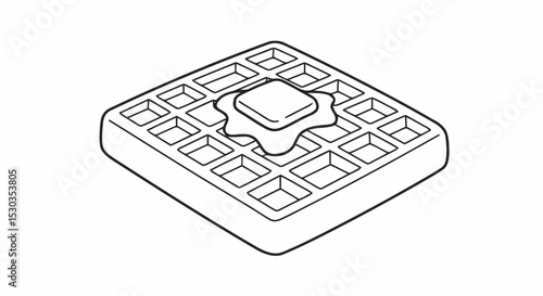 Waffle with Melting Butter Outline