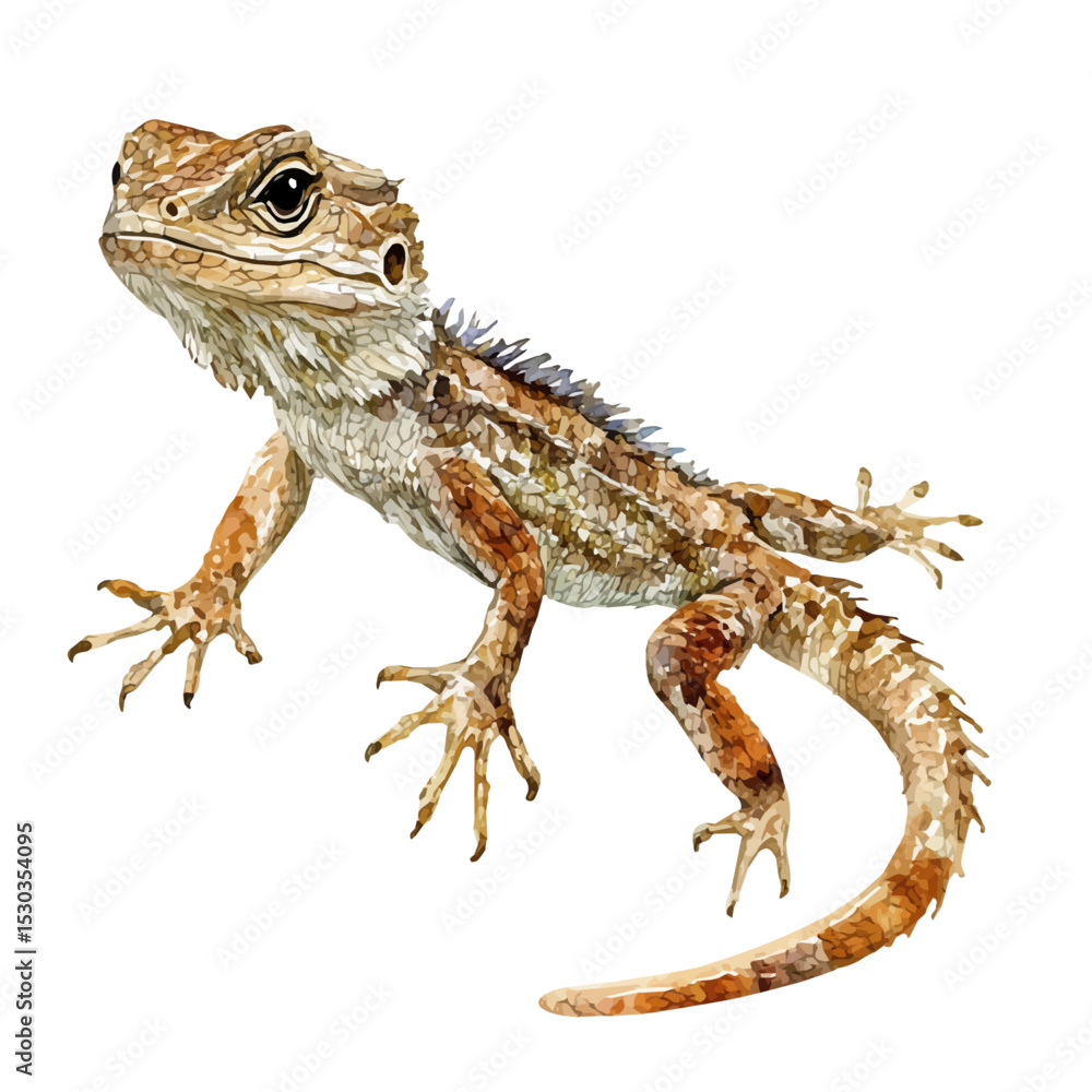 Naklejka premium Eastern Fence Lizard, watercolor clipart vector, isolated on a white background.