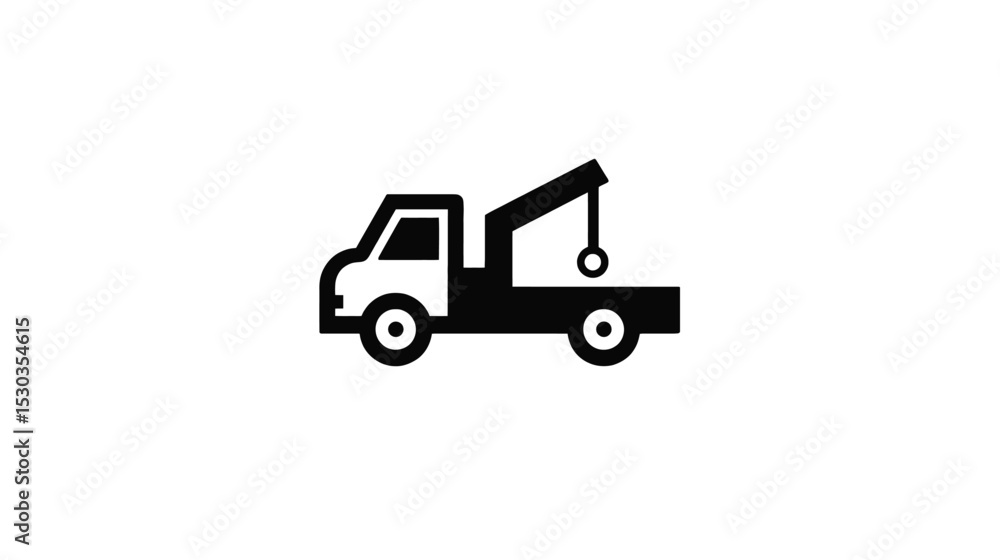 Tow Truck Icon: Simple, Minimalist Vector Graphic Tow Truck Icon: Simple, Minimalist Vector Graphic