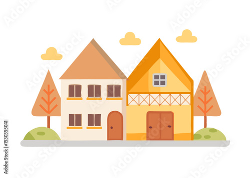Illustration of a simple house. Real estate. Architecture. My home. Rental. Dwelling. Home.