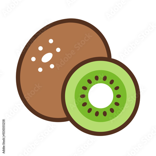 Clip art of simple kiwi. Fruits. Imported. Agricultural products. Dessert. Vitamins.