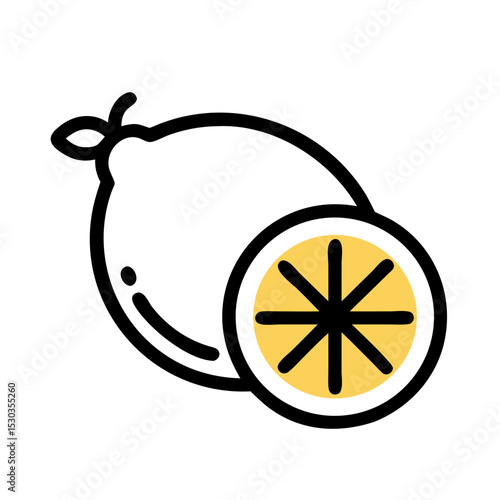 Illustration of a simple lemon. Fruits. Lemonade. Refreshing. Preservatives. Pesticide.